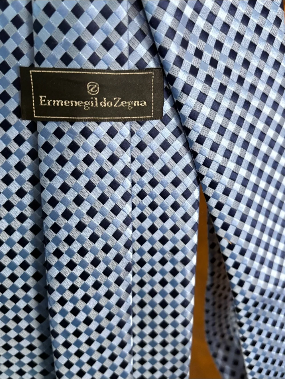 Ermenegildo Zegna Men's 100% Silk Blue Geometric Plaid Dress Tie Formal Check